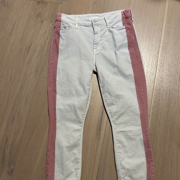 MOTHER The Looker Ankle Fray Ivory Rose Jeans Size 27 Trendy! - Picture 2 of 5